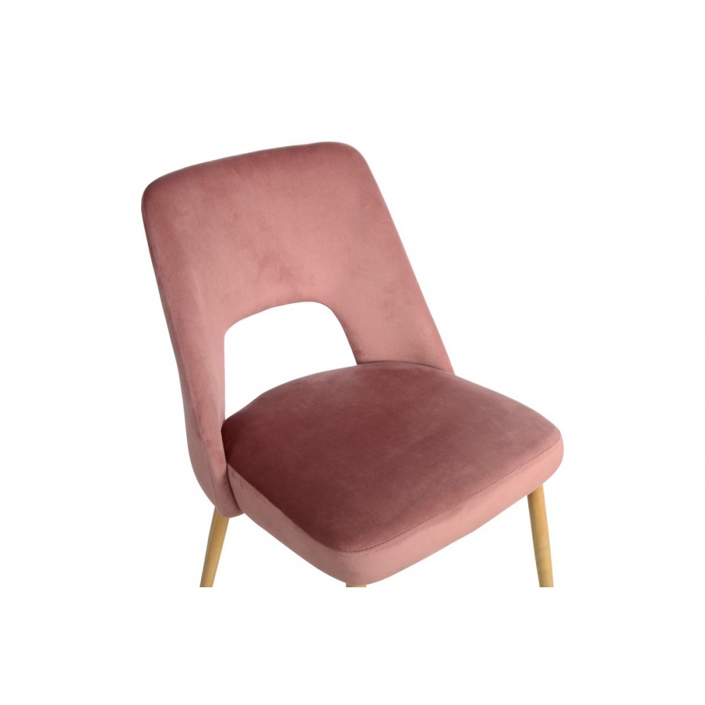Καρέκλα "MURDE" από βελούδο/μέταλλο σε χρώμα σάπιο μήλο/φυσικό 48.5x61x89