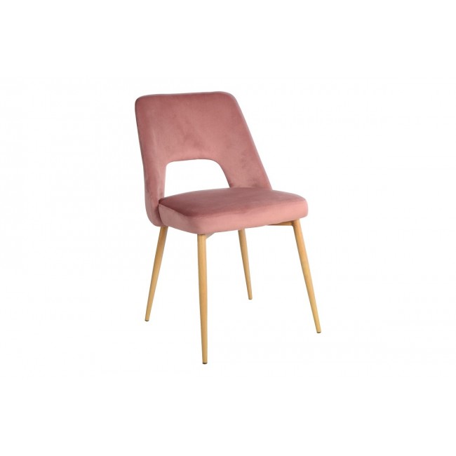 Καρέκλα "MURDE" από βελούδο/μέταλλο σε χρώμα σάπιο μήλο/φυσικό 48.5x61x89