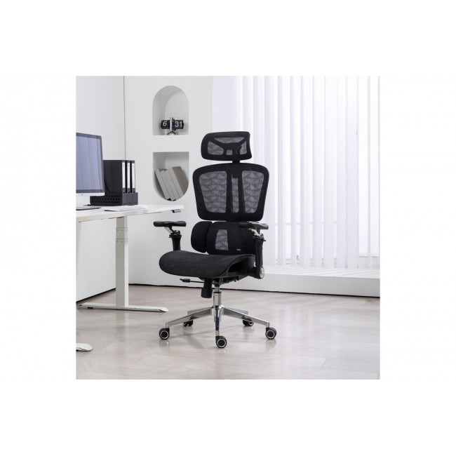 Καρέκλα γραφείου "JEFFER" από mesh ύφασμα σε χρώμα μαύρο 67x62x115-125