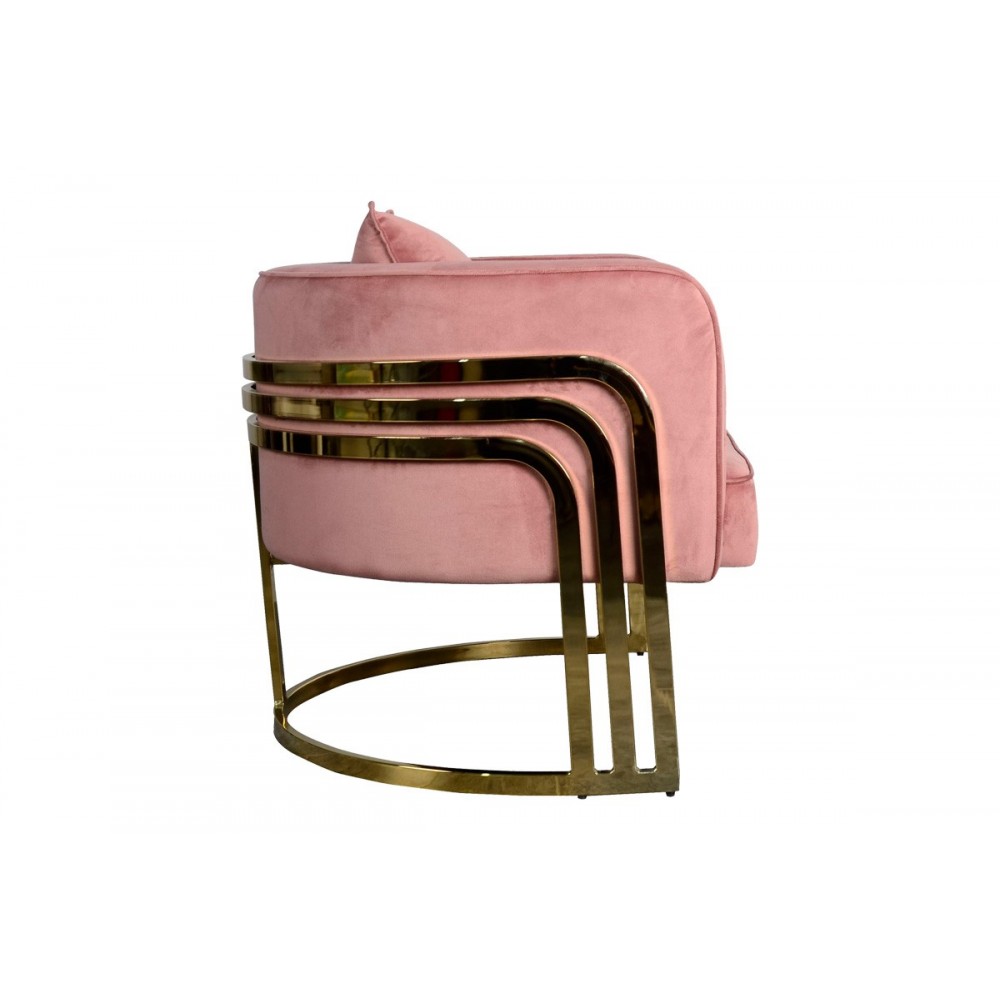 Πολυθρόνα "ROBLU" από βελούδο/μέταλλο σε χρώμα σάπιο μήλο/χρυσό 72x77.4x70