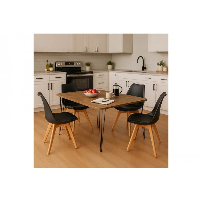 Φοιτητικό πακέτο τραπεζαρίας "TINGE" σε χρώμα oak/μαύρο 5τμχ