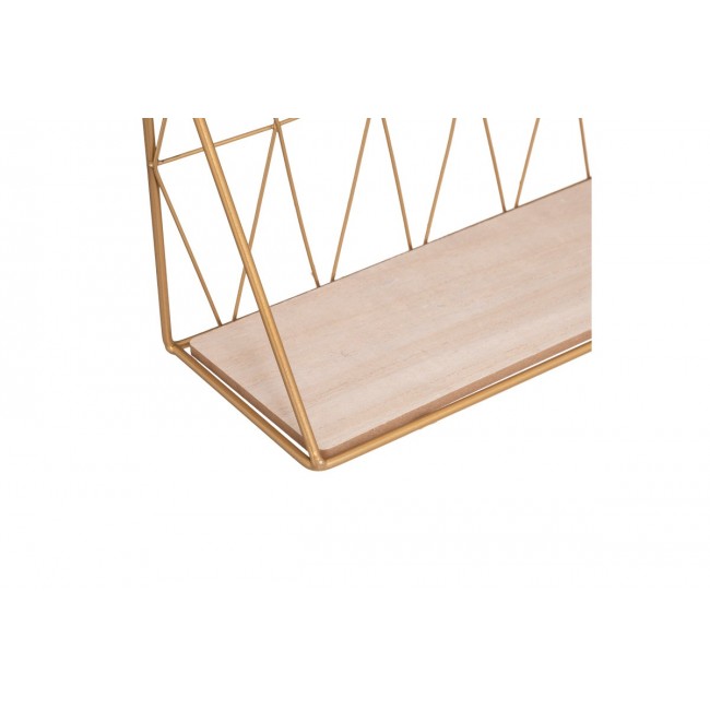Ραφιέρα τοίχου "ANNEZA" από μέταλλο/mdf σε χρώμα χρυσό/φυσικό 48x12x20