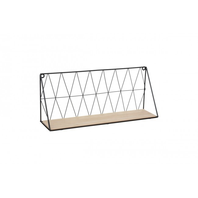 Ραφιέρα τοίχου "ANNEZA" από μέταλλο/mdf σε χρώμα μαύρο/φυσικό 48x12x20