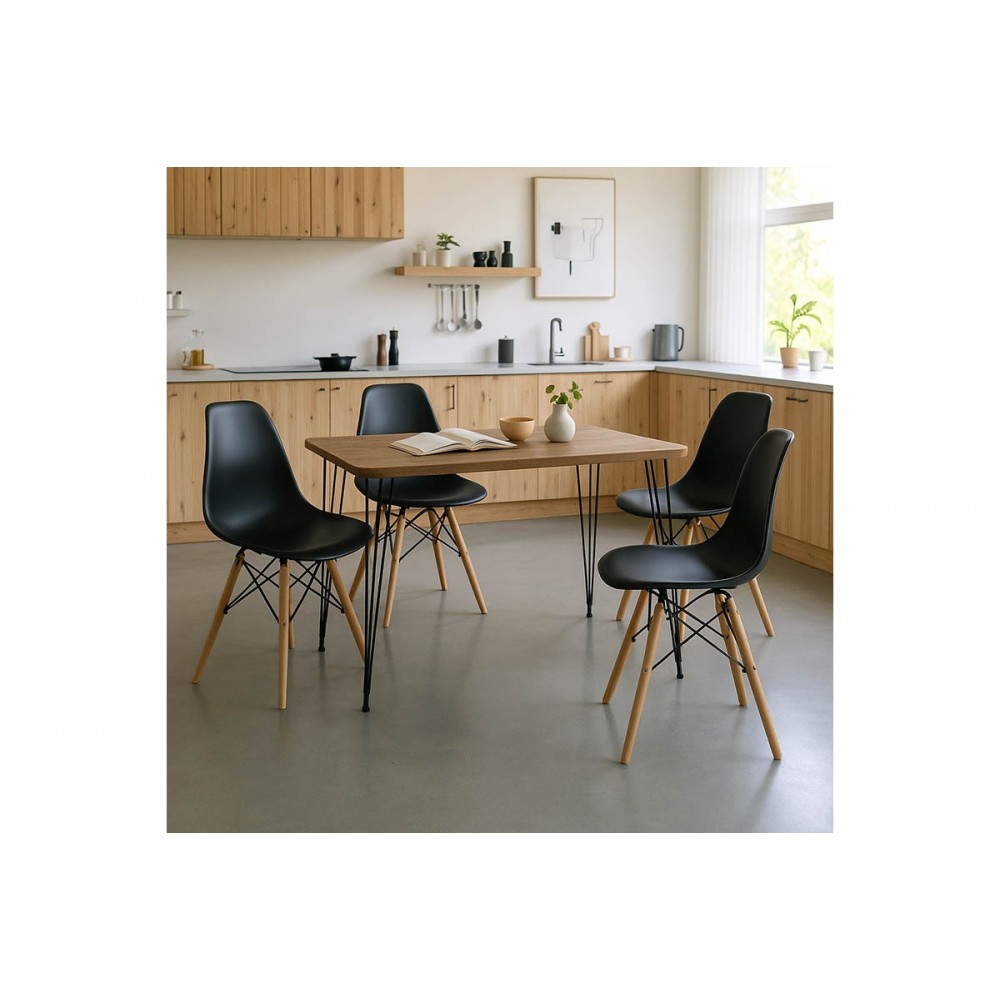 Φοιτητικό πακέτο τραπεζαρίας "NECTAR" σε χρώμα oak/μαύρο 5τμχ