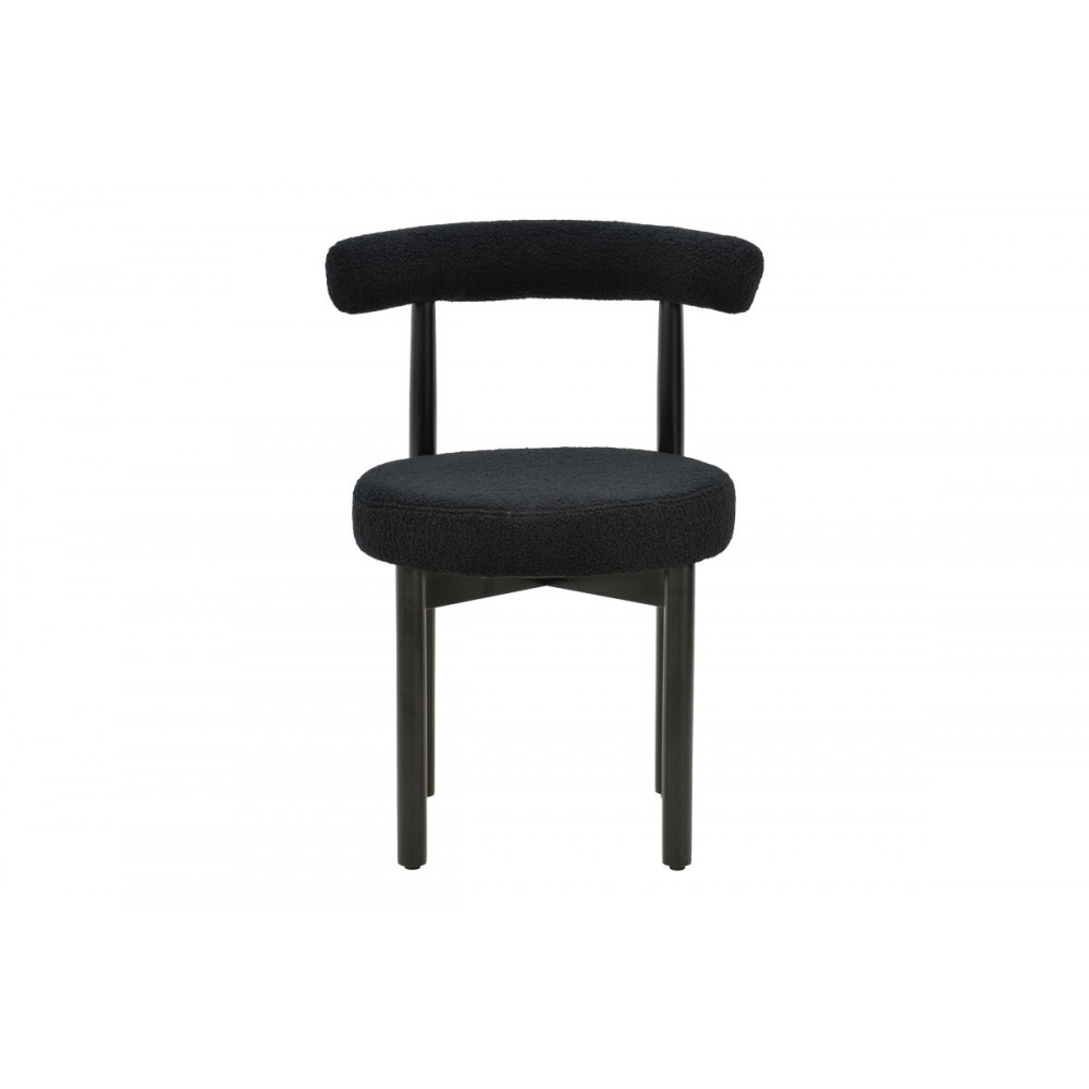 Καρέκλα "FENZA" από μπουκλέ ύφασμα/ξύλο σε χρώμα μαύρο 60x54x75