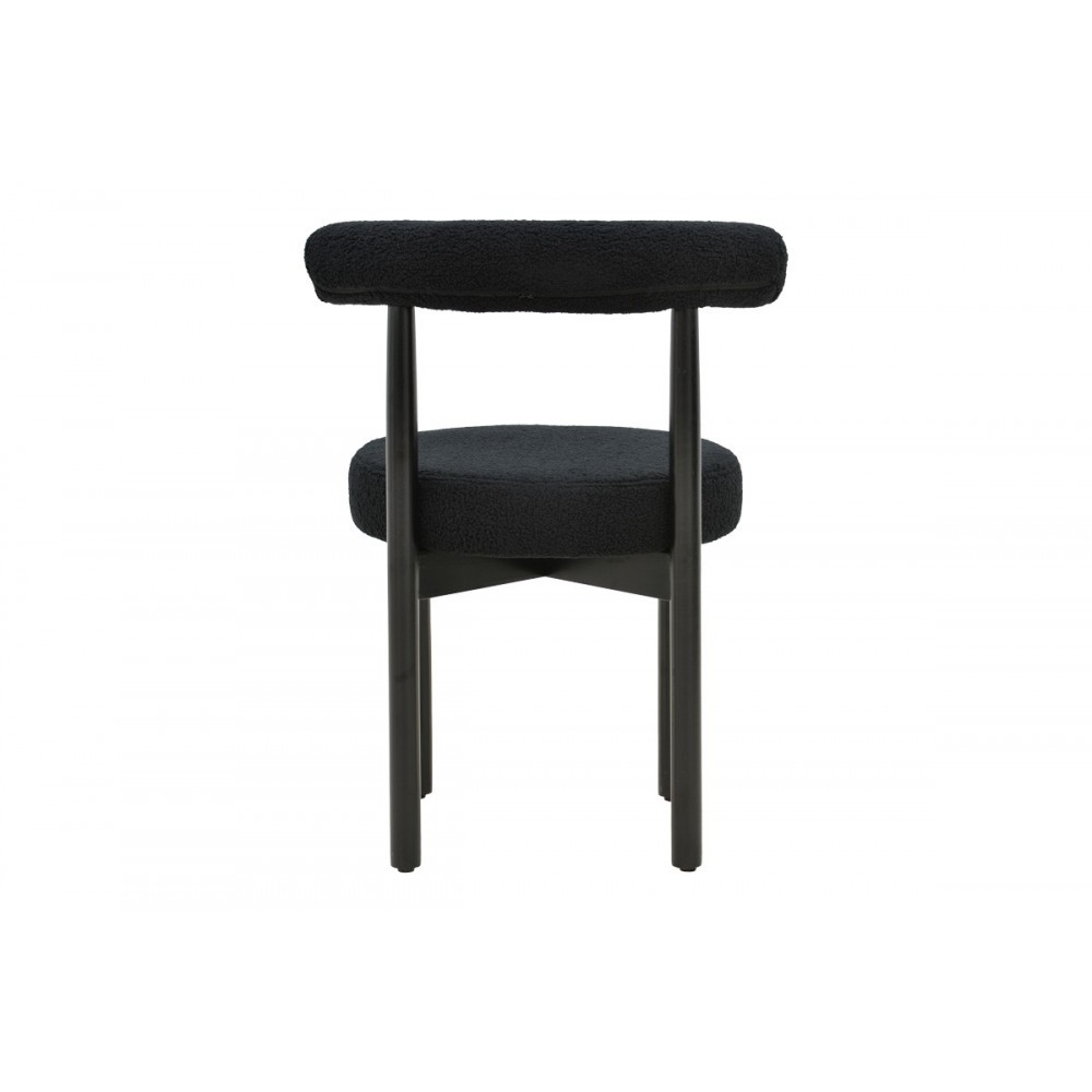 Καρέκλα "FENZA" από μπουκλέ ύφασμα/ξύλο σε χρώμα μαύρο 60x54x75