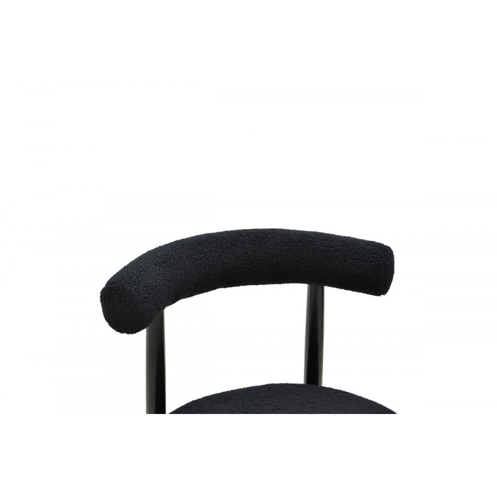Καρέκλα "FENZA" από μπουκλέ ύφασμα/ξύλο σε χρώμα μαύρο 60x54x75