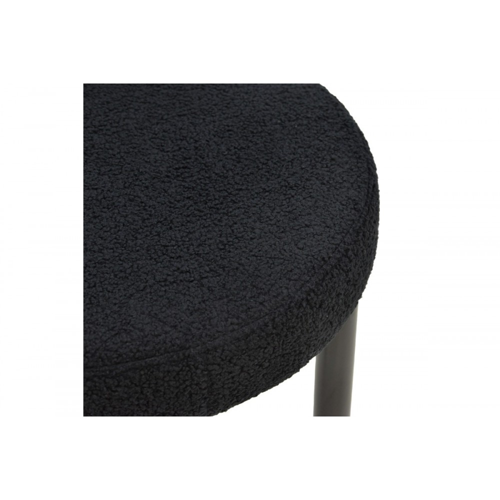Καρέκλα "FENZA" από μπουκλέ ύφασμα/ξύλο σε χρώμα μαύρο 60x54x75