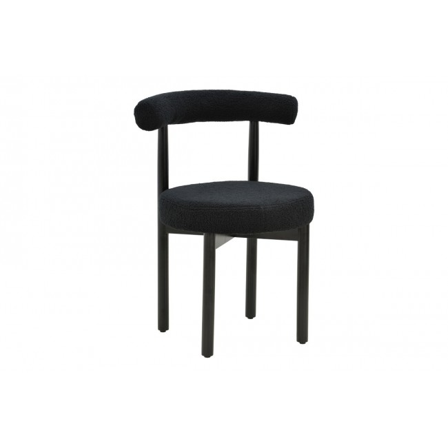 Καρέκλα "FENZA" από μπουκλέ ύφασμα/ξύλο σε χρώμα μαύρο 60x54x75