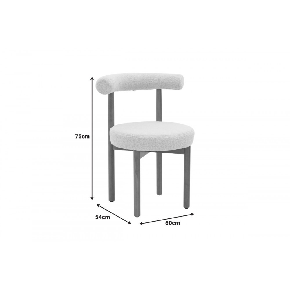 Καρέκλα "FENZA" από μπουκλέ ύφασμα/ξύλο σε χρώμα μαύρο 60x54x75