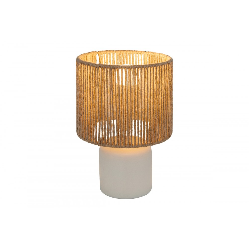 Επιτραπέζιο φωτιστικό "LEYDA" κεραμικό/σχοινί σε χρώμα λευκό/φυσικό Φ16x24