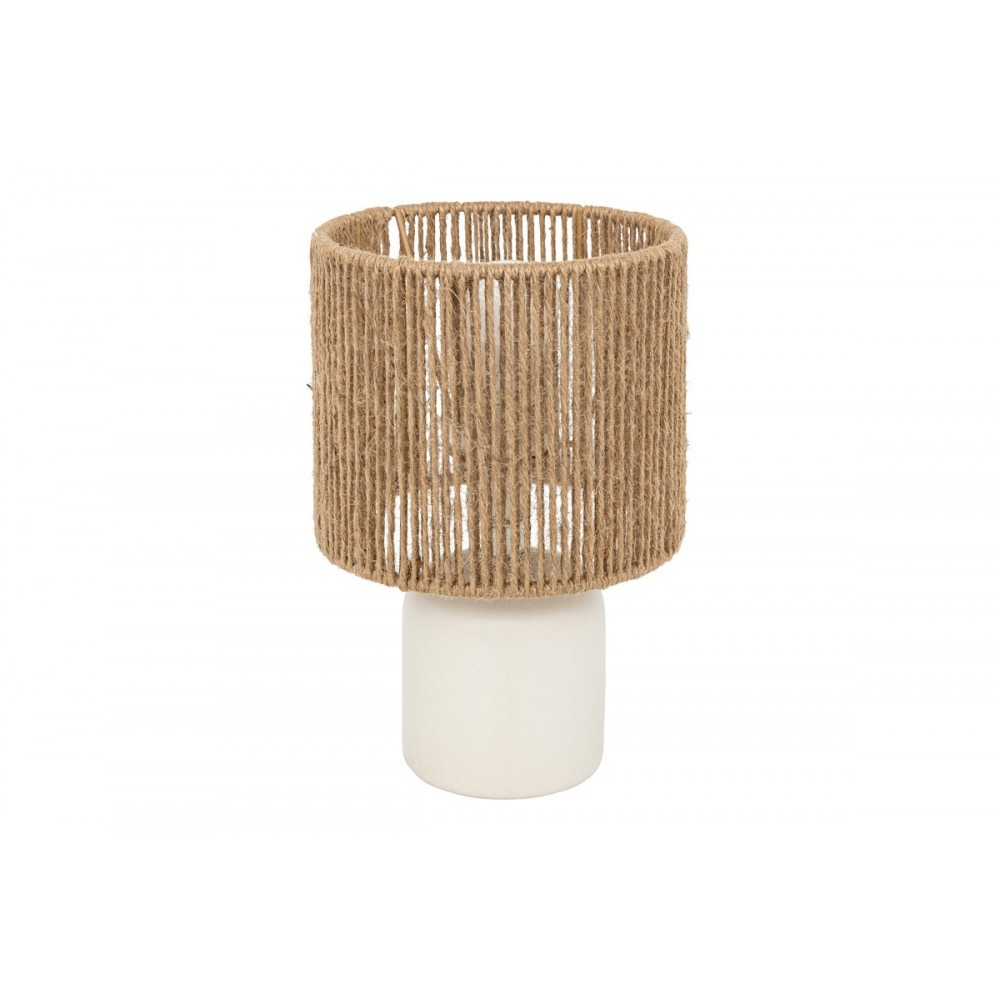 Επιτραπέζιο φωτιστικό "LEYDA" κεραμικό/σχοινί σε χρώμα λευκό/φυσικό Φ16x24