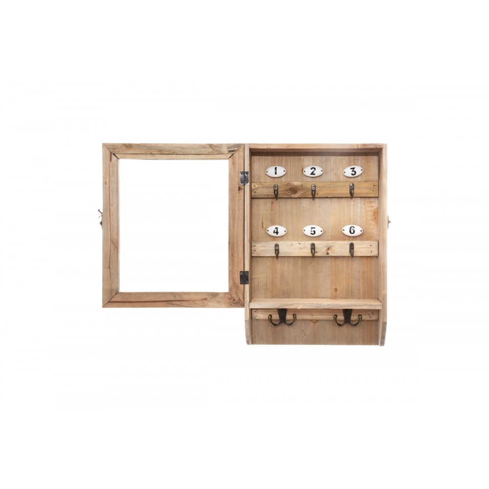 Κλειδοθήκη τοίχου "KELEDY" από ξύλο σε χρώμα φυσικό 26.4x8x38