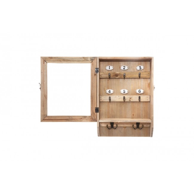 Κλειδοθήκη τοίχου "KELEDY" από ξύλο σε χρώμα φυσικό 26.4x8x38