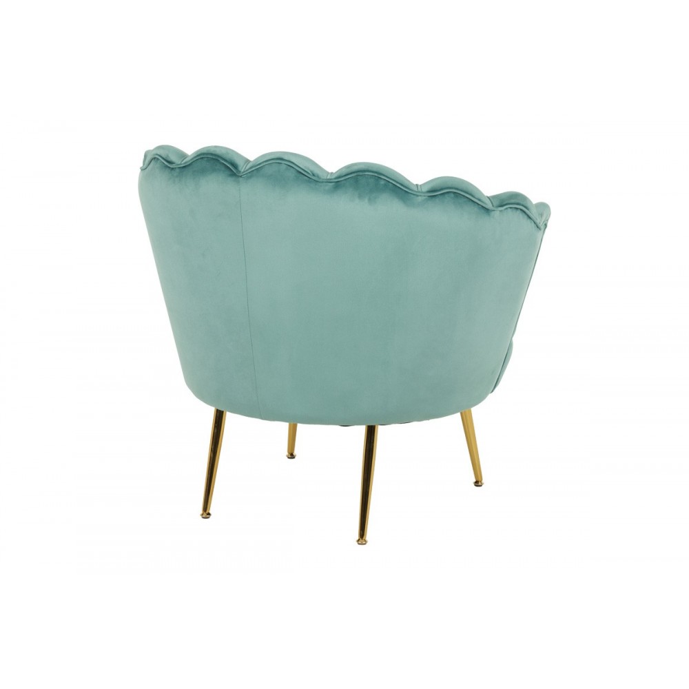 Πολυθρόνα "DAIMON" από βελούδο/μέταλλο σε χρώμα φυστικί/χρυσό 79x74x78