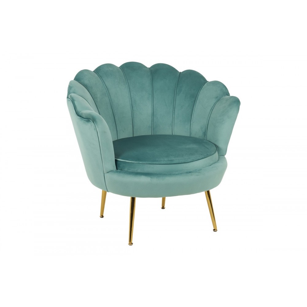 Πολυθρόνα "DAIMON" από βελούδο/μέταλλο σε χρώμα φυστικί/χρυσό 79x74x78