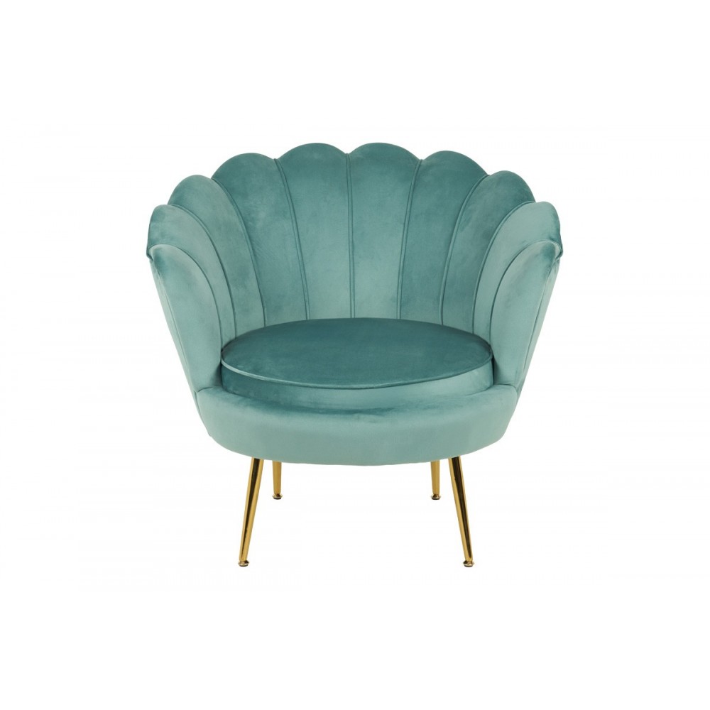 Πολυθρόνα "DAIMON" από βελούδο/μέταλλο σε χρώμα φυστικί/χρυσό 79x74x78