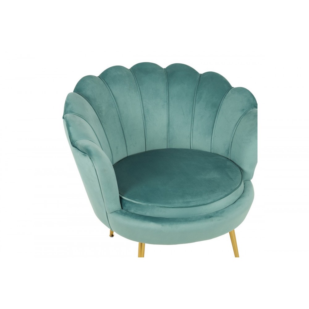 Πολυθρόνα "DAIMON" από βελούδο/μέταλλο σε χρώμα φυστικί/χρυσό 79x74x78