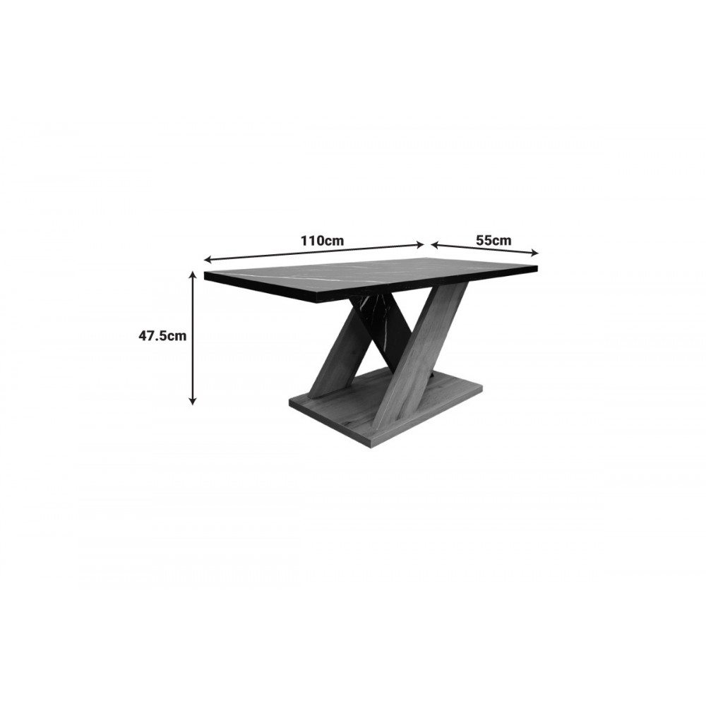 Τραπέζι σαλονιού ''SOLANGE'' σε χρώμα μαύρο μαρμάρου/σονόμα 110x55x47.5