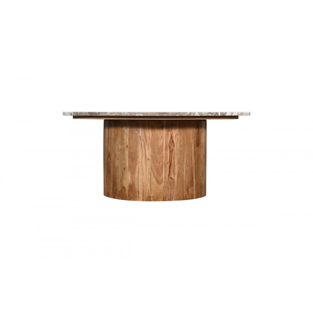 Τραπέζι σαλονιού "SERGY" από ξύλο/μάρμαρο σε χρώμα φυσικό Φ90x40