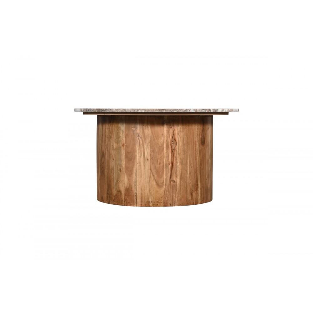 Τραπέζι σαλονιού "SERGY" από ξύλο/μάρμαρο σε χρώμα φυσικό Φ70x35