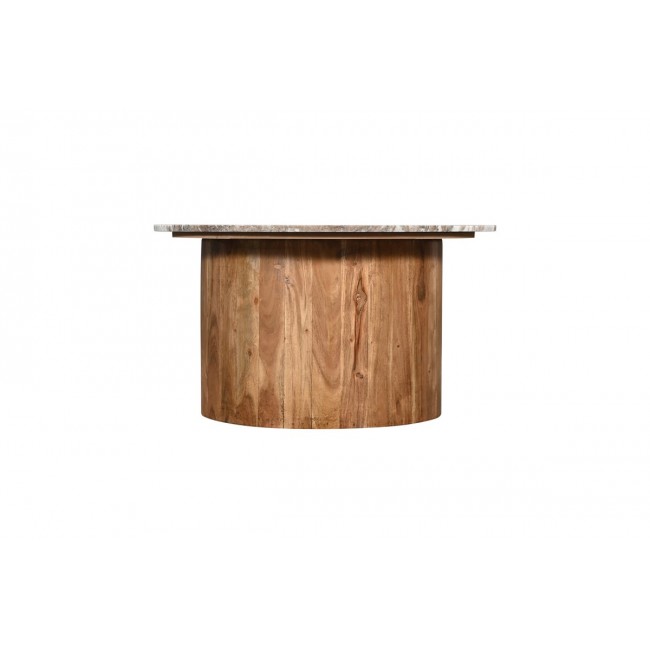 Τραπέζι σαλονιού "SERGY" από ξύλο/μάρμαρο σε χρώμα φυσικό Φ70x35