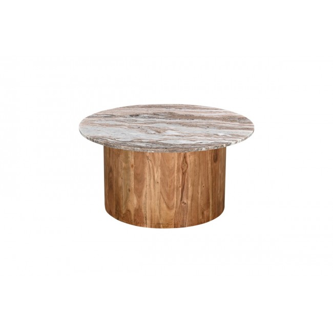 Τραπέζι σαλονιού "SERGY" από ξύλο/μάρμαρο σε χρώμα φυσικό Φ70x35