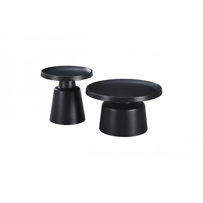 Τραπέζια σαλονιού 2τμχ "GINOZE" από μέταλλο σε χρώμα μαύρο
