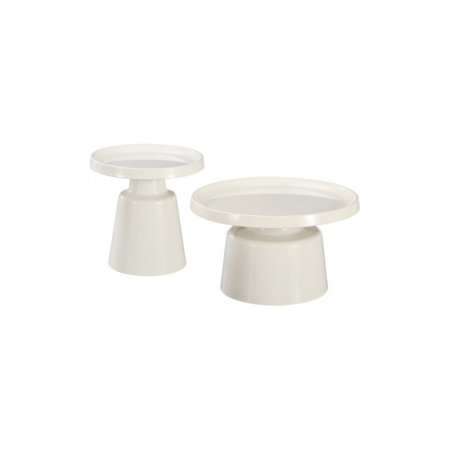 Τραπέζια σαλονιού 2τμχ "GINOZE" από μέταλλο σε χρώμα λευκό