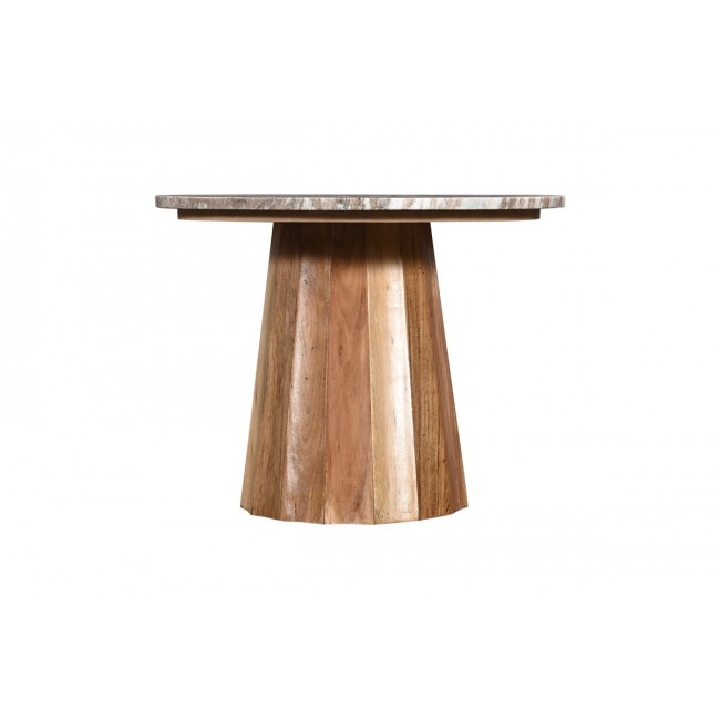 Τραπέζι "EZERDIAN" από ξύλο/μάρμαρο σε χρώμα φυσικό Φ120x76