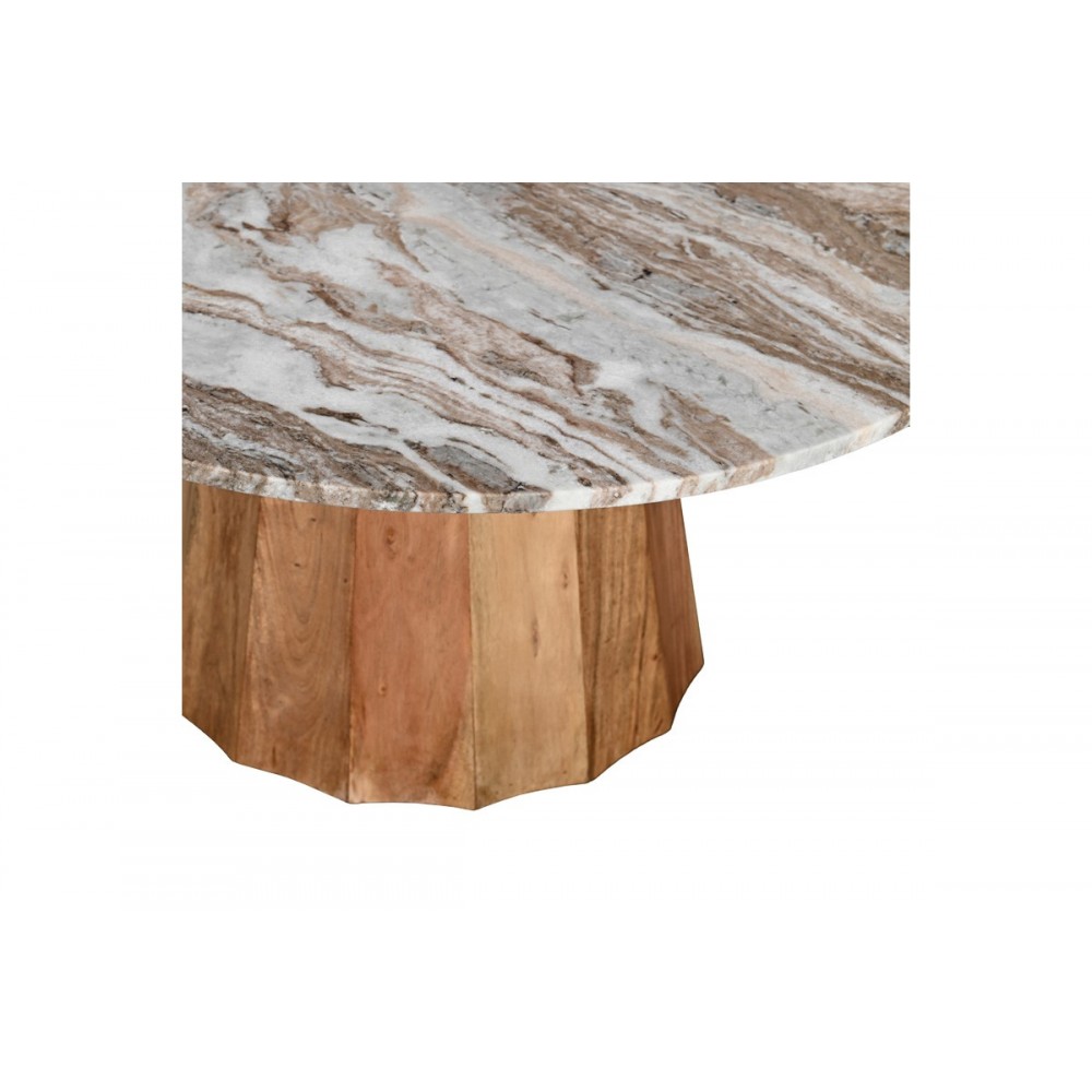 Τραπέζι "EZERDIAN" από ξύλο/μάρμαρο σε χρώμα φυσικό Φ120x76