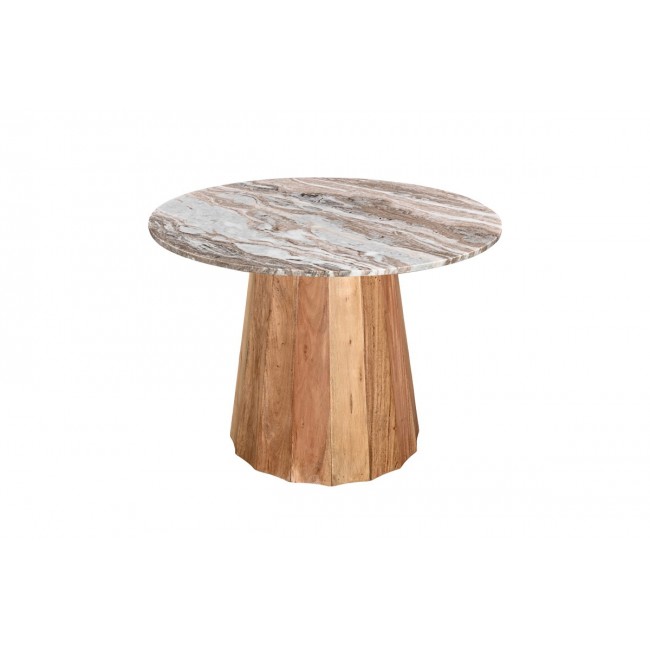 Τραπέζι "EZERDIAN" από ξύλο/μάρμαρο σε χρώμα φυσικό Φ120x76