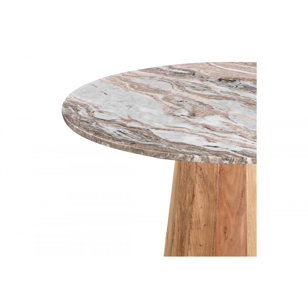 Τραπέζι "EZERDIAN" από ξύλο/μάρμαρο σε χρώμα φυσικό Φ150x76