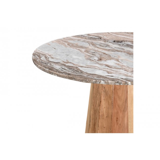 Τραπέζι "EZERDIAN" από ξύλο/μάρμαρο σε χρώμα φυσικό Φ150x76