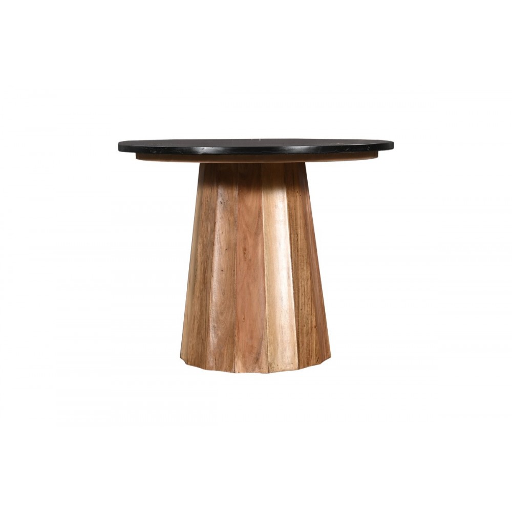 Τραπέζι "EZERDIAN" από ξύλο/μάρμαρο σε χρώμα φυσικό/μαύρο Φ120x76