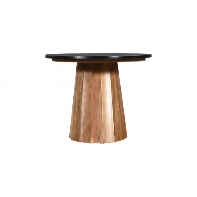 Τραπέζι "EZERDIAN" από ξύλο/μάρμαρο σε χρώμα φυσικό/μαύρο Φ120x76