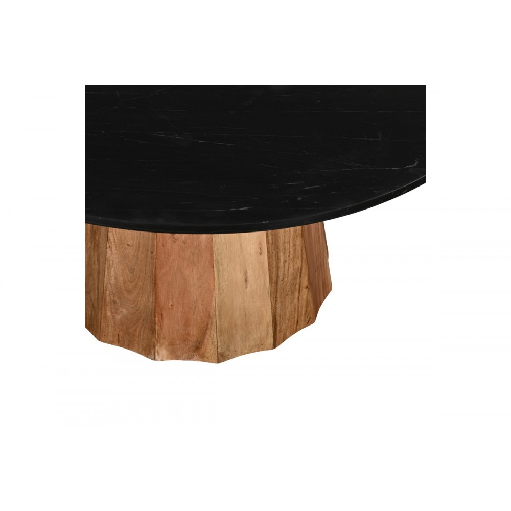 Τραπέζι "EZERDIAN" από ξύλο/μάρμαρο σε χρώμα φυσικό/μαύρο Φ120x76