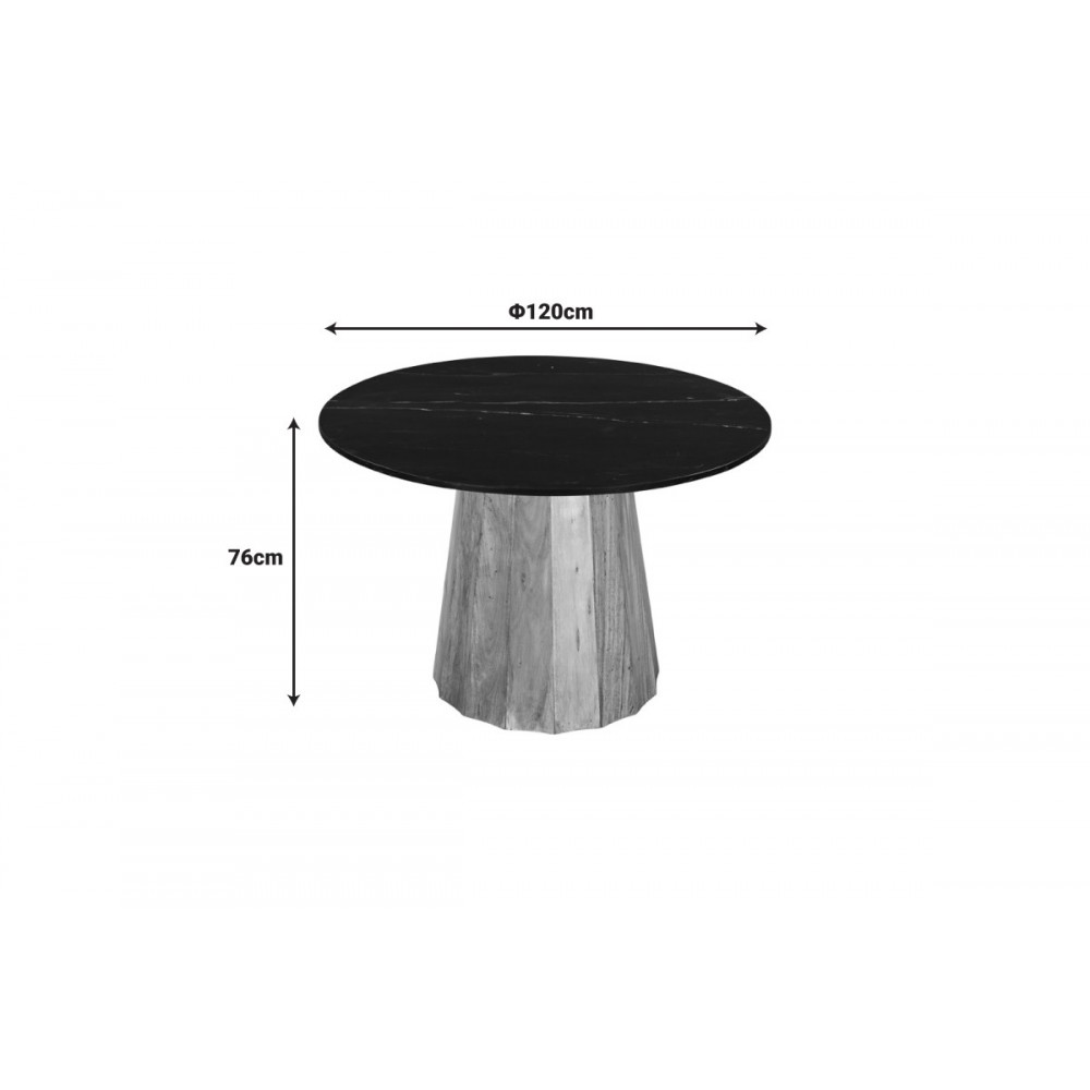 Τραπέζι "EZERDIAN" από ξύλο/μάρμαρο σε χρώμα φυσικό/μαύρο Φ120x76