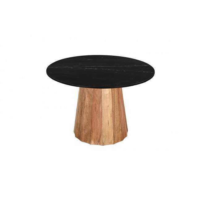 Τραπέζι "EZERDIAN" από ξύλο/μάρμαρο σε χρώμα φυσικό/μαύρο Φ120x76
