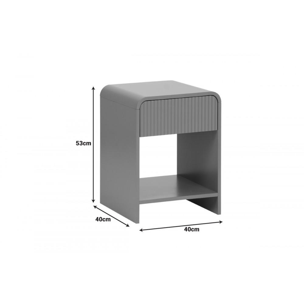 Κομοδίνο "LEMPERTO" από mdf σε χρώμα γκρι 40x40x53