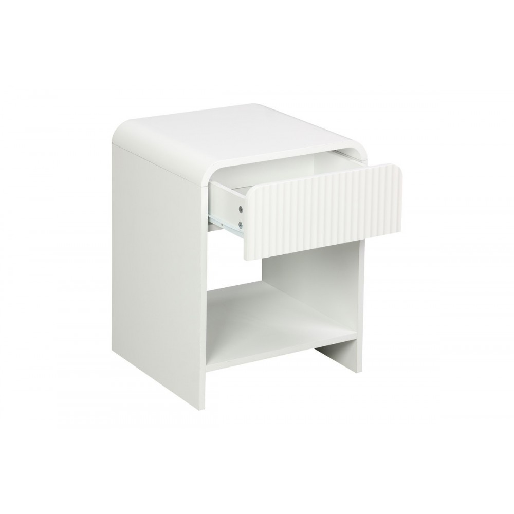 Κομοδίνο "ZEPLEN" από mdf σε χρώμα λευκό 40x40x53