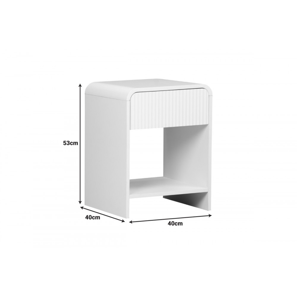 Κομοδίνο "ZEPLEN" από mdf σε χρώμα λευκό 40x40x53