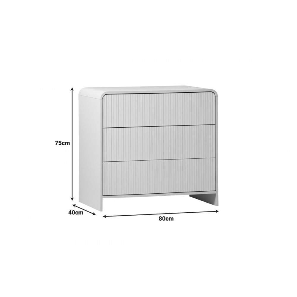 Συρταριέρα "ZEPLEN" από mdf σε χρώμα λευκό 80x40x75
