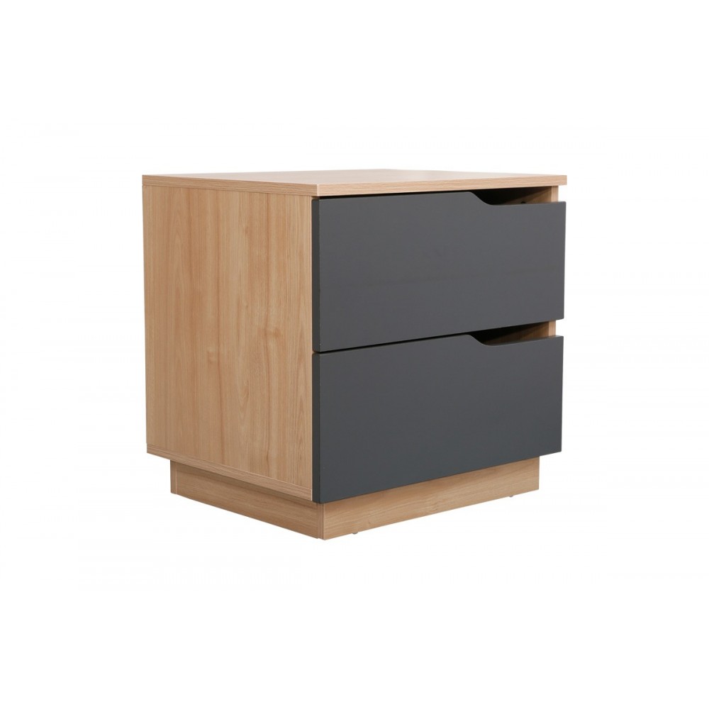 Κομοδίνο "VERENA I" σε χρώμα φυσικό/ανθρακί 48x40x48