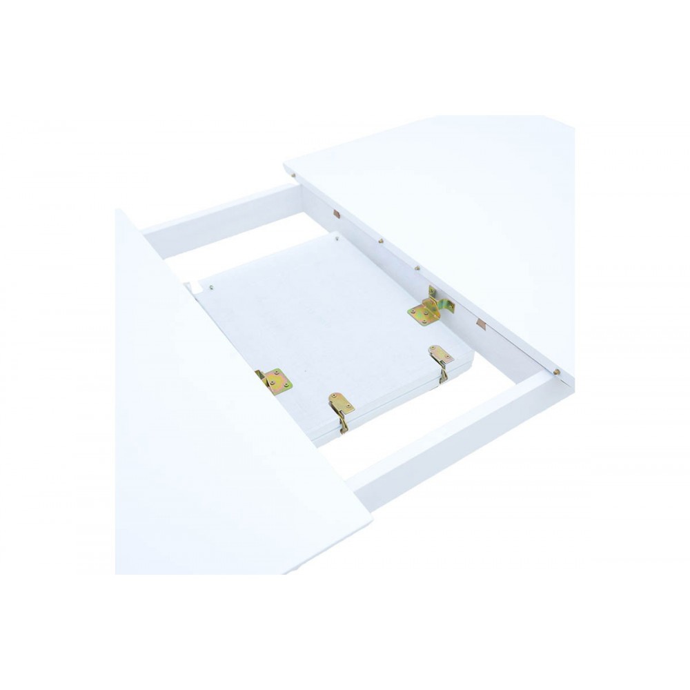 Tραπεζαρία επεκτεινόμενη "MABOR-YORK" 5τμχ από ξύλο σε χρώμα λευκό 120-150x80x73.8