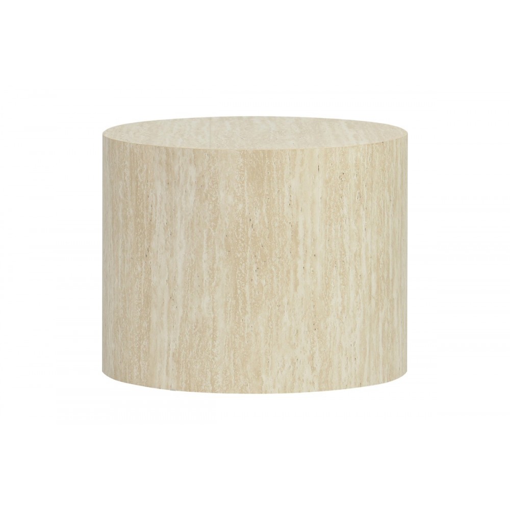 Βοηθητικά τραπεζάκια 2τμχ "ZONAR" από mdf σε όψη τραβερτίνας Φ48x38