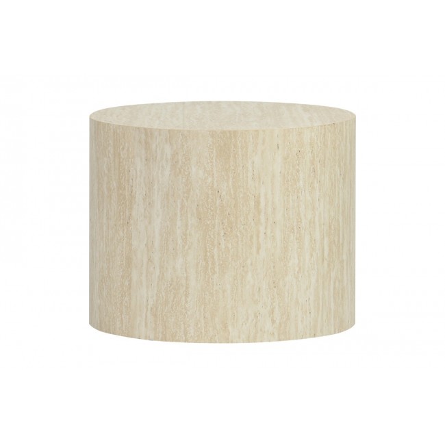 Βοηθητικά τραπεζάκια 2τμχ "ZONAR" από mdf σε όψη τραβερτίνας Φ48x38