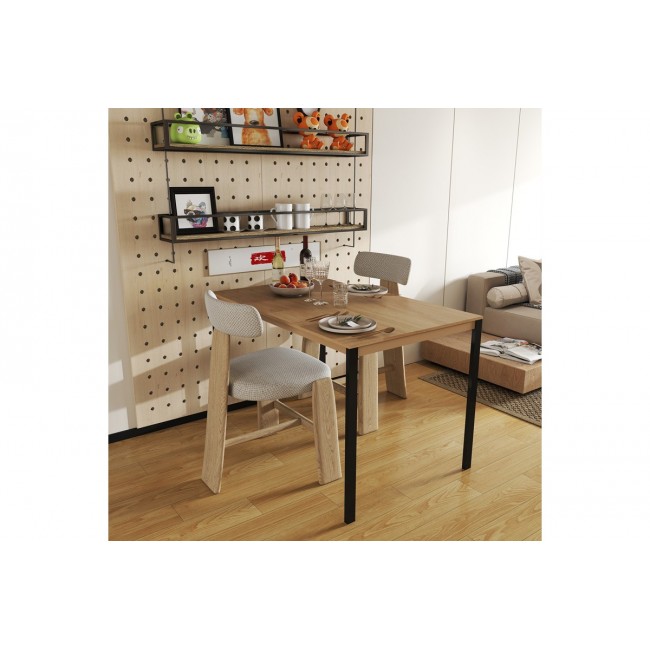 Τραπέζι "FARAGIO" αππό μέταλλο σε χρώμα φυσικό/μαύρο 120x75x75