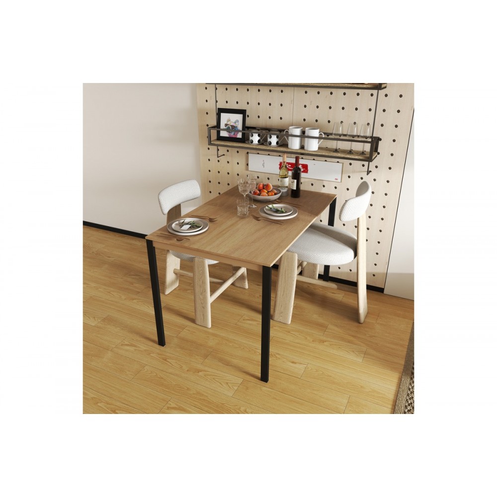 Τραπέζι "FARAGIO" αππό μέταλλο σε χρώμα φυσικό/μαύρο 120x75x75