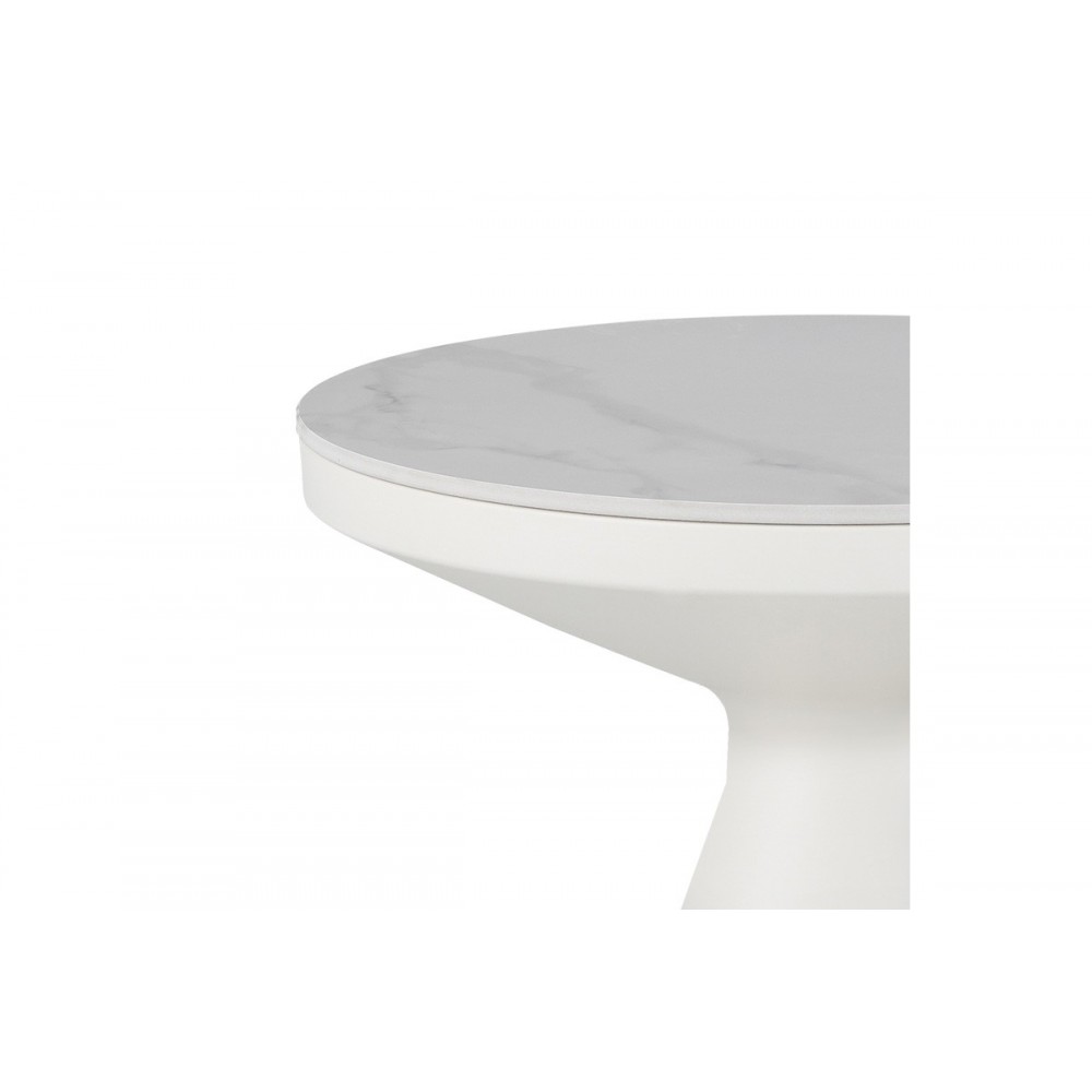 Βοηθητικό τραπέζι "COOZLIN" από sintered stone/μέταλλο σε χρώμα λευκό μαρμάρου Φ50x50